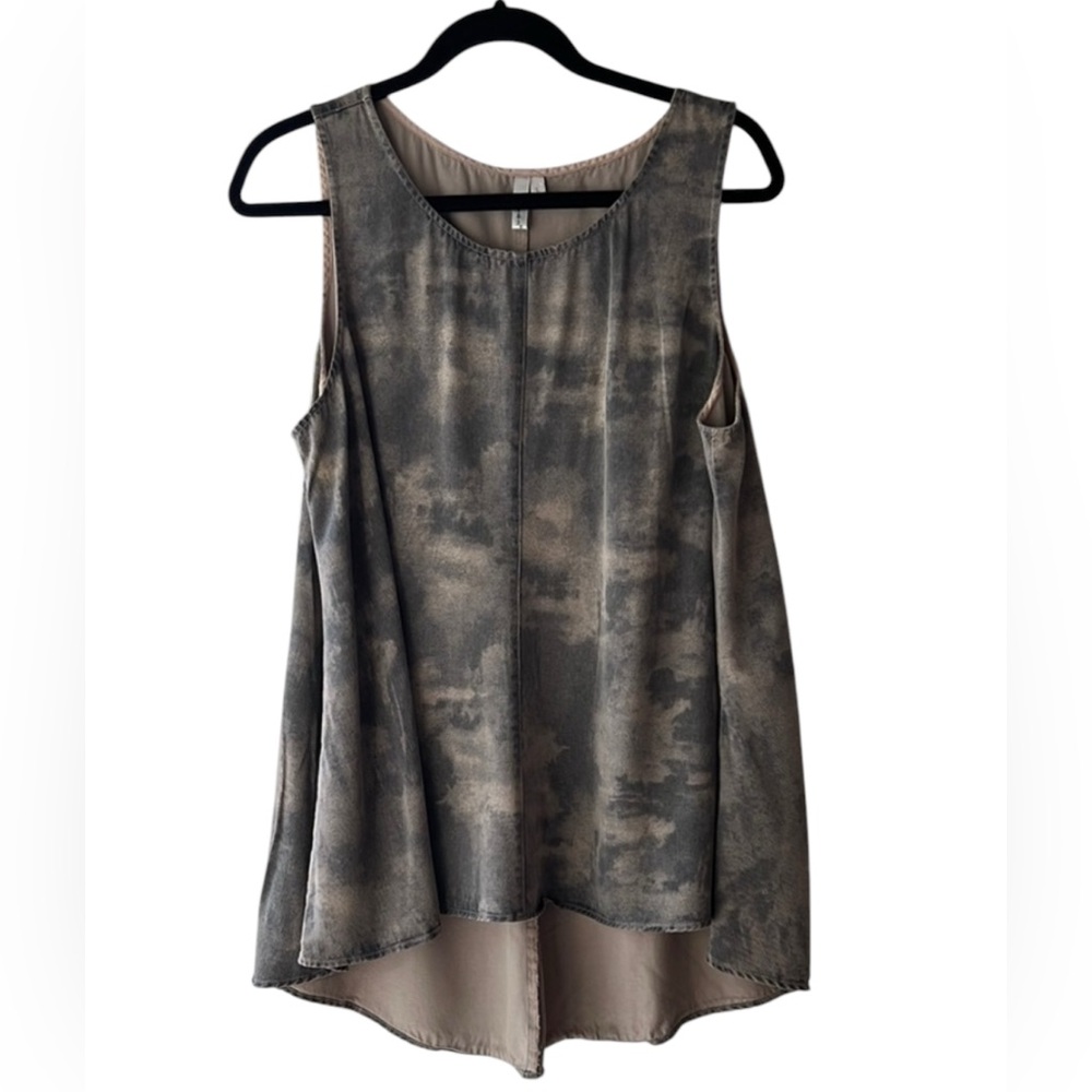 Kleen Midi Dress Womens Sleeveless Tank Top Tie Dye Gray Round Neck Sz L EUC
